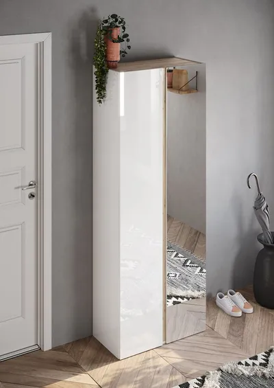 Szafa na buty 2-drzwiowa FRAME - biały połysk