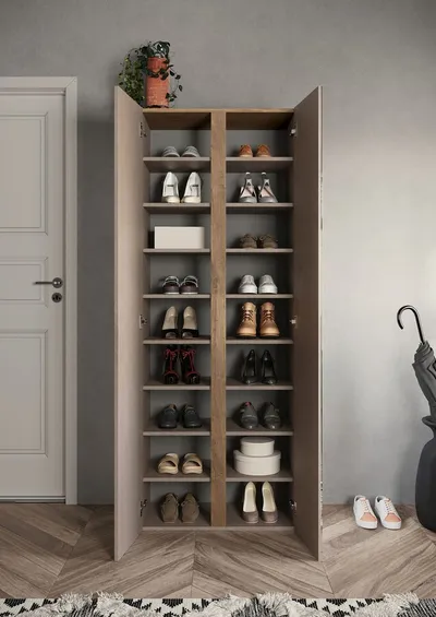 Szafa na buty 2-drzwiowa FRAME - szarobrązowy