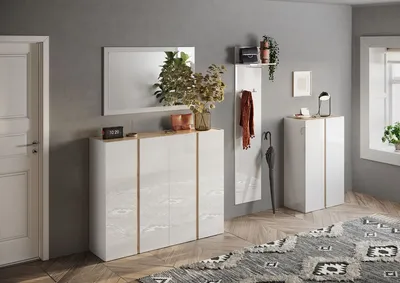 Szafka na buty 2-drzwiowa FRAME - biały połysk