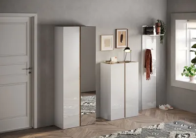 Szafka na buty 2-drzwiowa FRAME - biały połysk