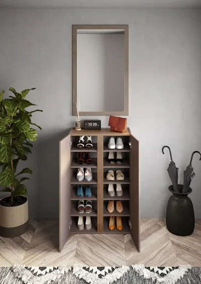 Szafka na buty 2-drzwiowa FRAME - szarobrązowy