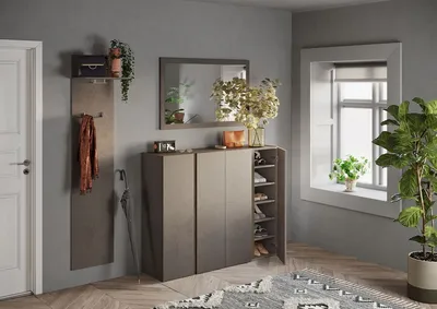 Szafka na buty 4-drzwiowa FRAME - szarobrązowy