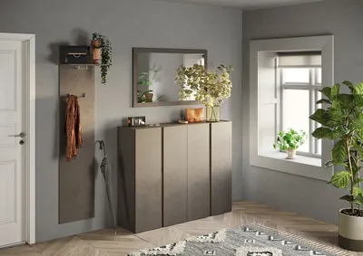Szafka na buty 4-drzwiowa FRAME - szarobrązowy