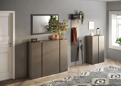 Szafka na buty 4-drzwiowa FRAME - szarobrązowy