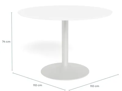 Stół okrągły IBIZA 110 cm - biały