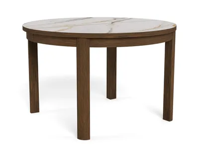 Stół okrągły SOUTHAMPTON 120 cm - kremowy/dąb wędzony