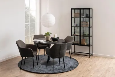 Stół okrągły IBIZA 110 cm - czarny jesion/czarny