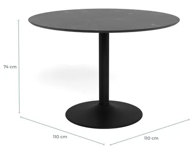 Stół okrągły IBIZA 110 cm - czarny marmur/czarny