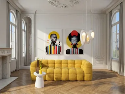 Obraz szklany MUSE RETRO LADY Yellow 80x120