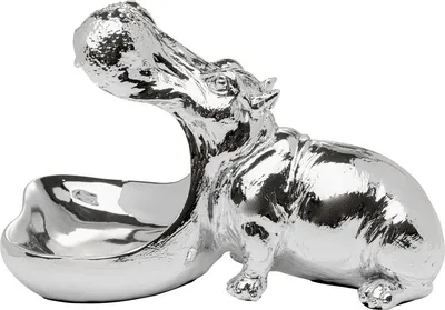 Figurka dekoracyjna HUNGRY HIPPO 17 cm - srebrny