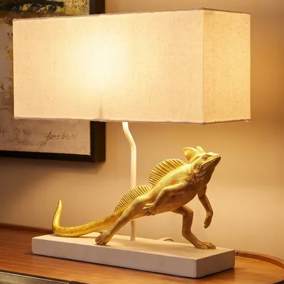 Lampa stołowa IGUANA - złoty/biały