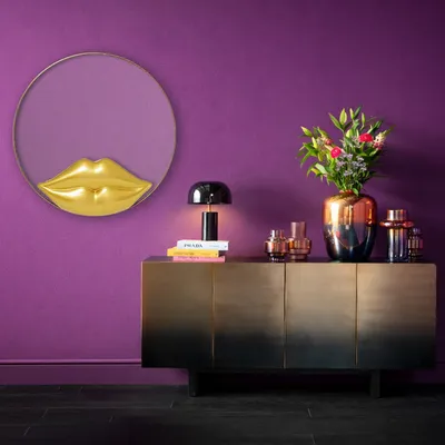 Lustro ścienne okrągłe LIPS 100 cm - złoty
