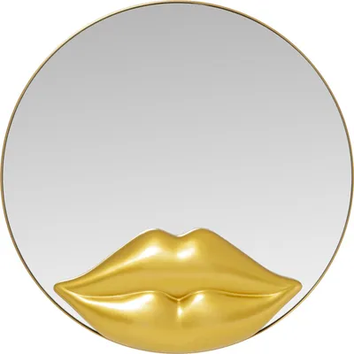 Lustro ścienne okrągłe LIPS 100 cm - złoty