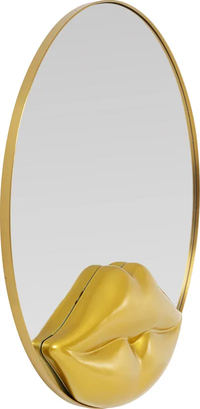 Lustro ścienne okrągłe LIPS 100 cm - złoty