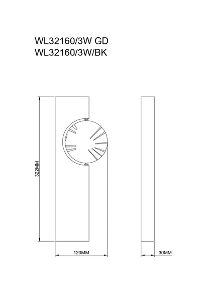 Kinkiet FLUX WL32160/3W/BK - czarny/złoty