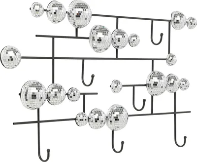 Wieszak ścienny DISCO BALLS - czarny/srebrny