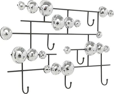Wieszak ścienny DISCO BALLS - czarny/srebrny