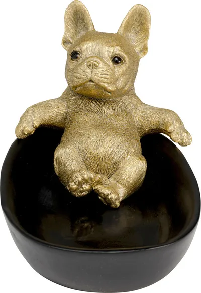 Miska dekoracyjna BATHING BULLDOG - złoty/czarny
