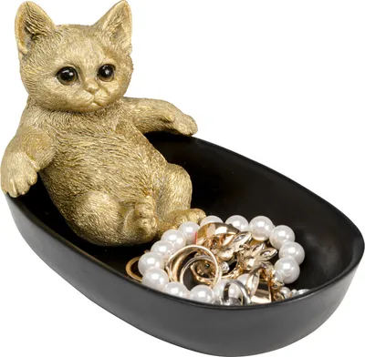 Miska dekoracyjna BATHING CAT - złoty/czarny