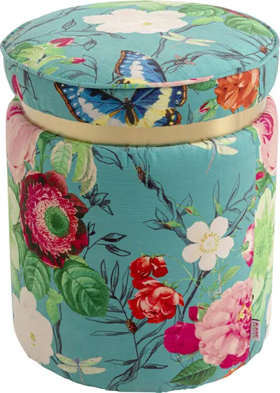 Pufa okrągła FLOWER FEVER - niebieski