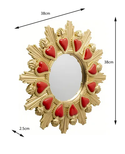 Lustro ścienne okrągłe FLAMING HEART 38 cm - złoty