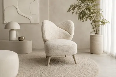 Fotel LEITH boucle - kremowy