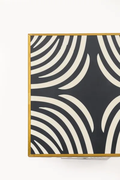 Stolik pomocniczy ZEBRA 25x25 - czarno-biały/złoty