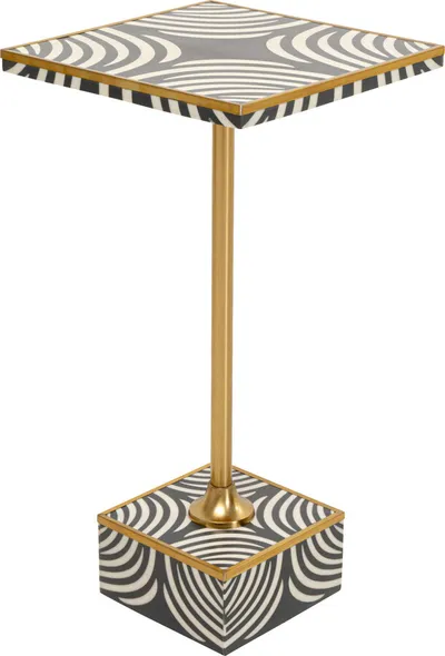 Stolik pomocniczy ZEBRA 25x25 - czarno-biały/złoty
