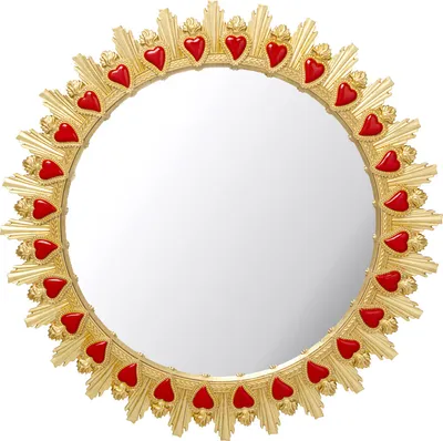 Lustro ścienne FLAMING HEART 81 cm - złoty/czerwony