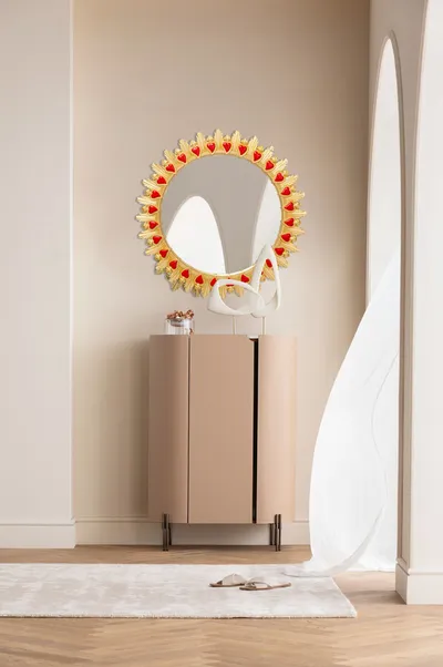 Lustro ścienne FLAMING HEART 81 cm - złoty/czerwony