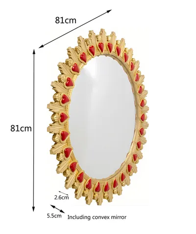 Lustro ścienne FLAMING HEART 81 cm - złoty/czerwony