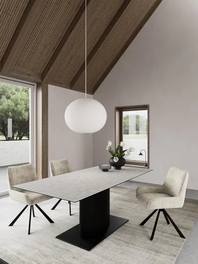 Stół z ceramicznym blatem MARBELLA 200x100 - szary/czarny