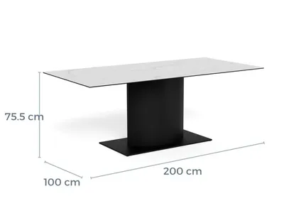 Stół z ceramicznym blatem MARBELLA 200x100 - biały/czarny