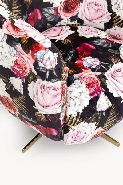Fotel obrotowy PEONY ROSES - wielokolorowy/złoty