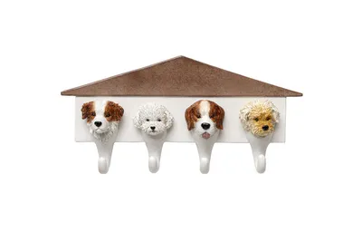 Wieszak ścienny DOGS OUT 37 cm - biały/brązowy