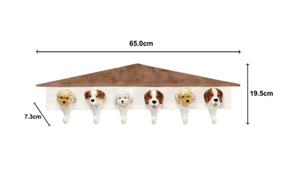 Wieszak ścienny DOGS OUT 65 cm - biały/brązowy