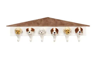 Wieszak ścienny DOGS OUT 65 cm - biały/brązowy