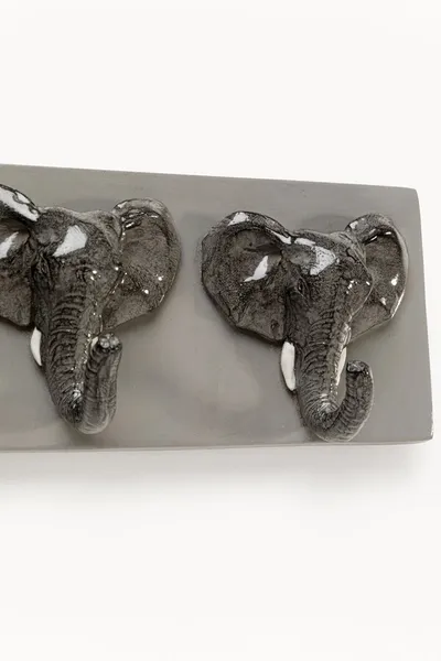 Wieszak ścienny ELEPHANT HEAD - szary