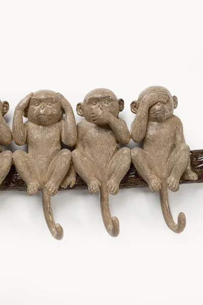 Wieszak ścienny SIX MONKEYS - brązowy