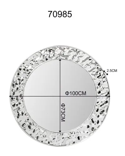 Lustro ścienne okrągłe CARINO 100 cm - srebrny