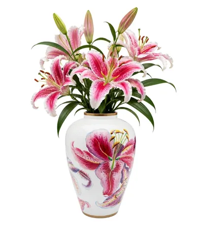 Wazon LILLIES 37 cm - biały/różowy