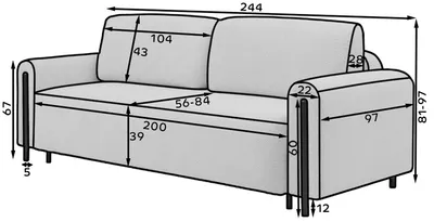 Sofa rozkładana ARCADOVA czarne nogi - tkanina Jarell 18