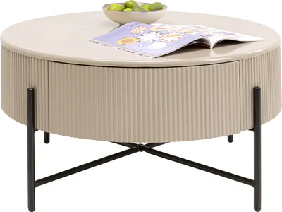 Stolik kawowy z szufladą RIFFLE 80 cm - beżowy