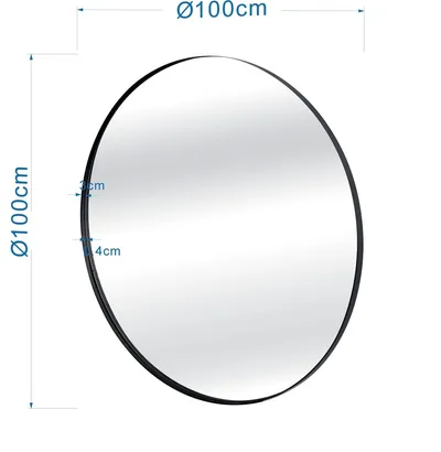 Lustro wiszące okrągłe STARLET 100 cm - czarny