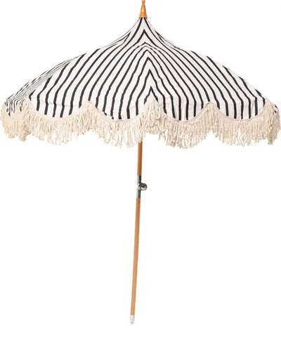 Parasol ogrodowy TEMPLE STRIPES 200 cm - biało-czarny