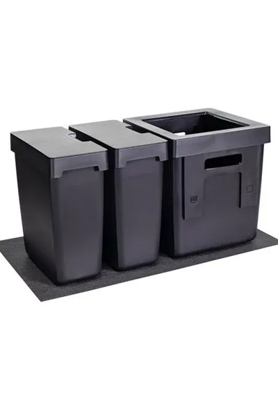 Kosz na odpady Mata antypoślizgowa OEKO - ZESTAW POJEMNIKÓW 800/900 wys. 375/ 40+2x17/ mata 822x474/ antracyt PEKA
