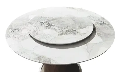 Stół rozkładany MERIDA 120/155x120 - biały marmur/orzech