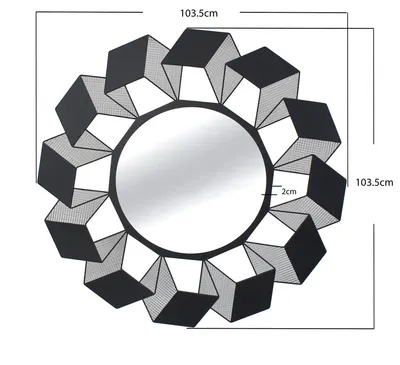 Lustro ścienne CUBES 104 cm - czarny