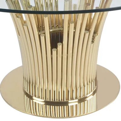 Stół okrągły OTTAWIO GOLD 150 cm - transparentny/złoty