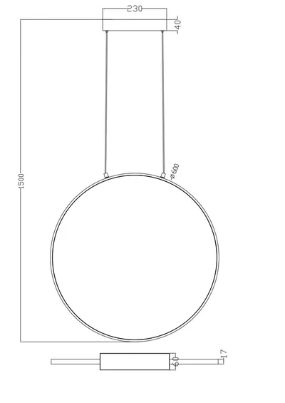 Lampa wisząca RASCAL 60 cm PEN4105-60BK - czarny